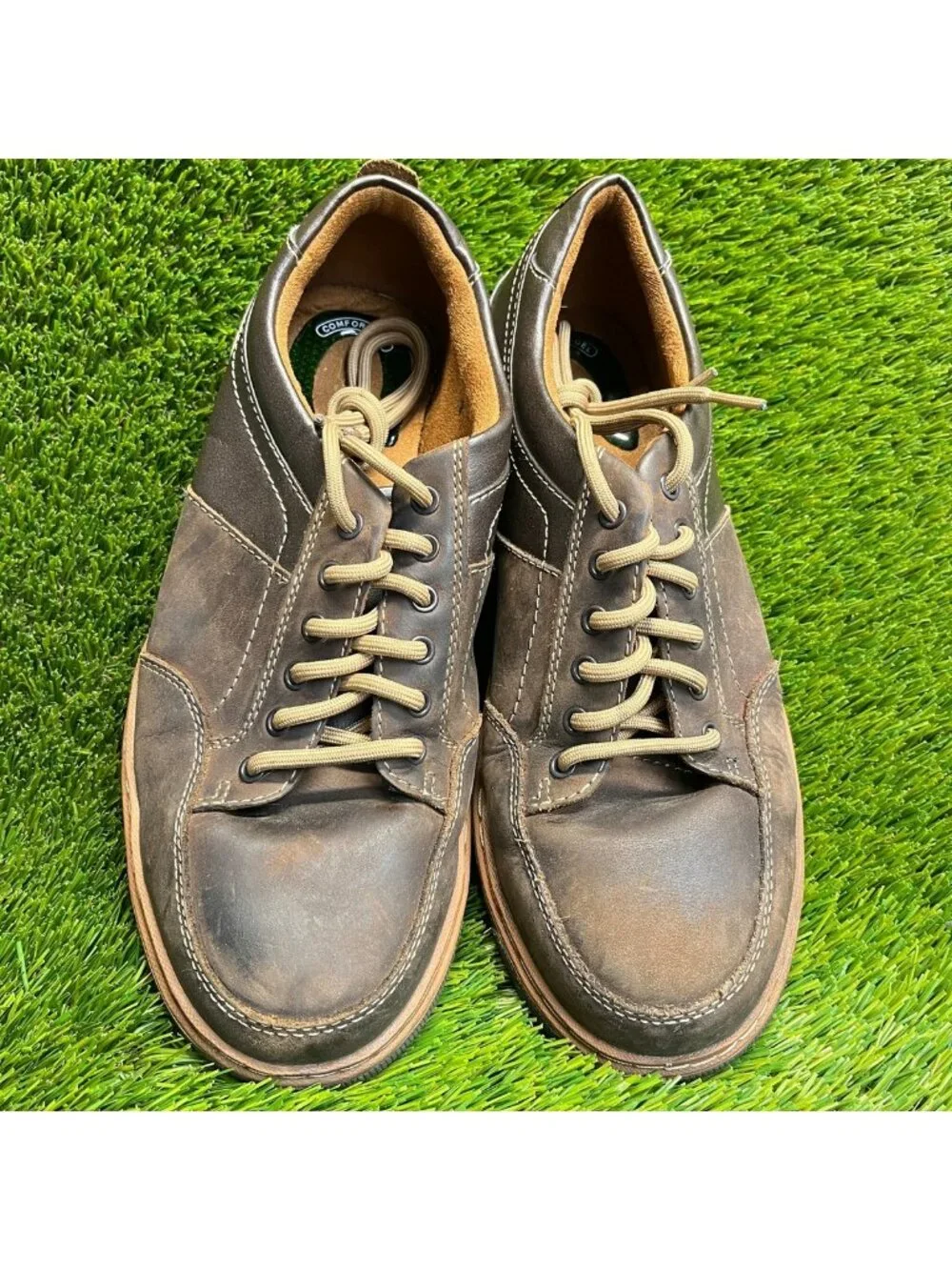 Florsheim Gridley Mens Size 9.5 Brown Leather Steel Toe Safety Work Oxford Shoes